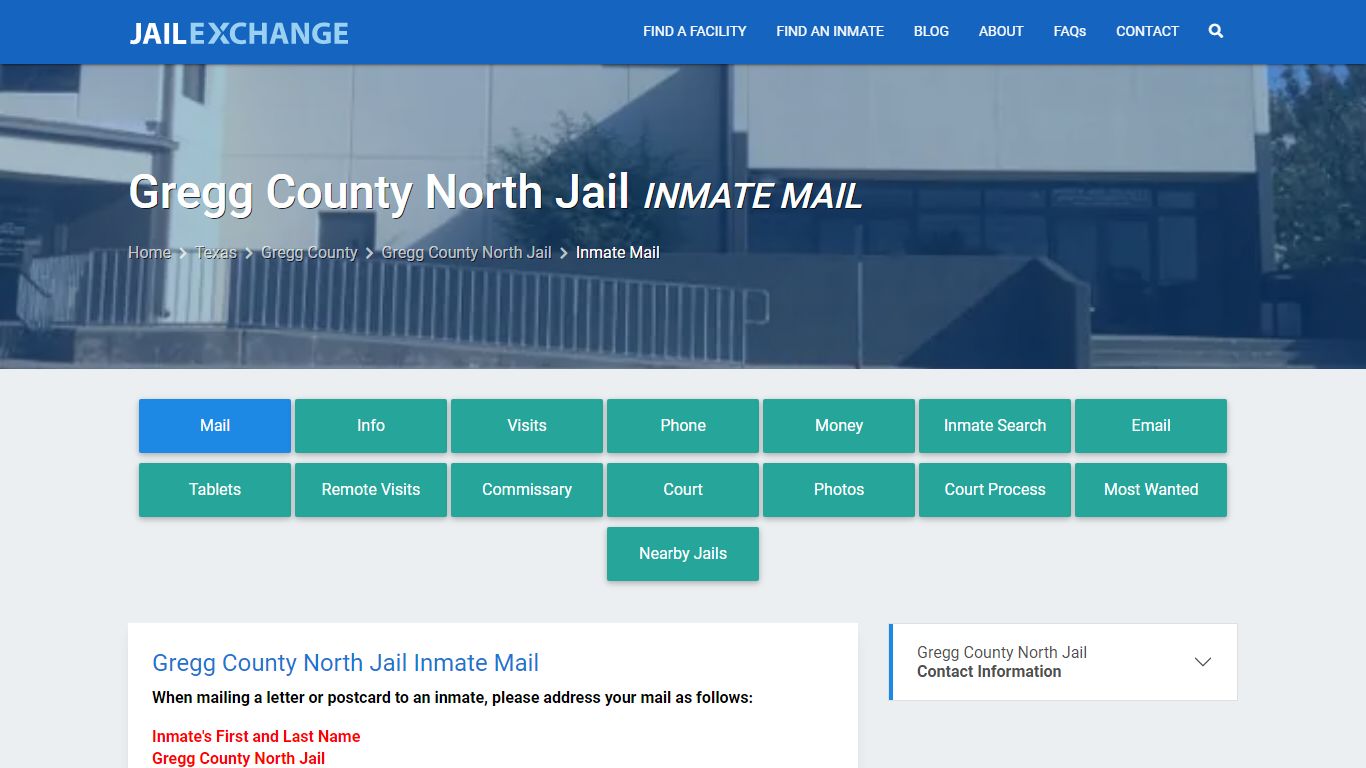 Inmate Mail - Gregg County North Jail, TX - Jail Exchange